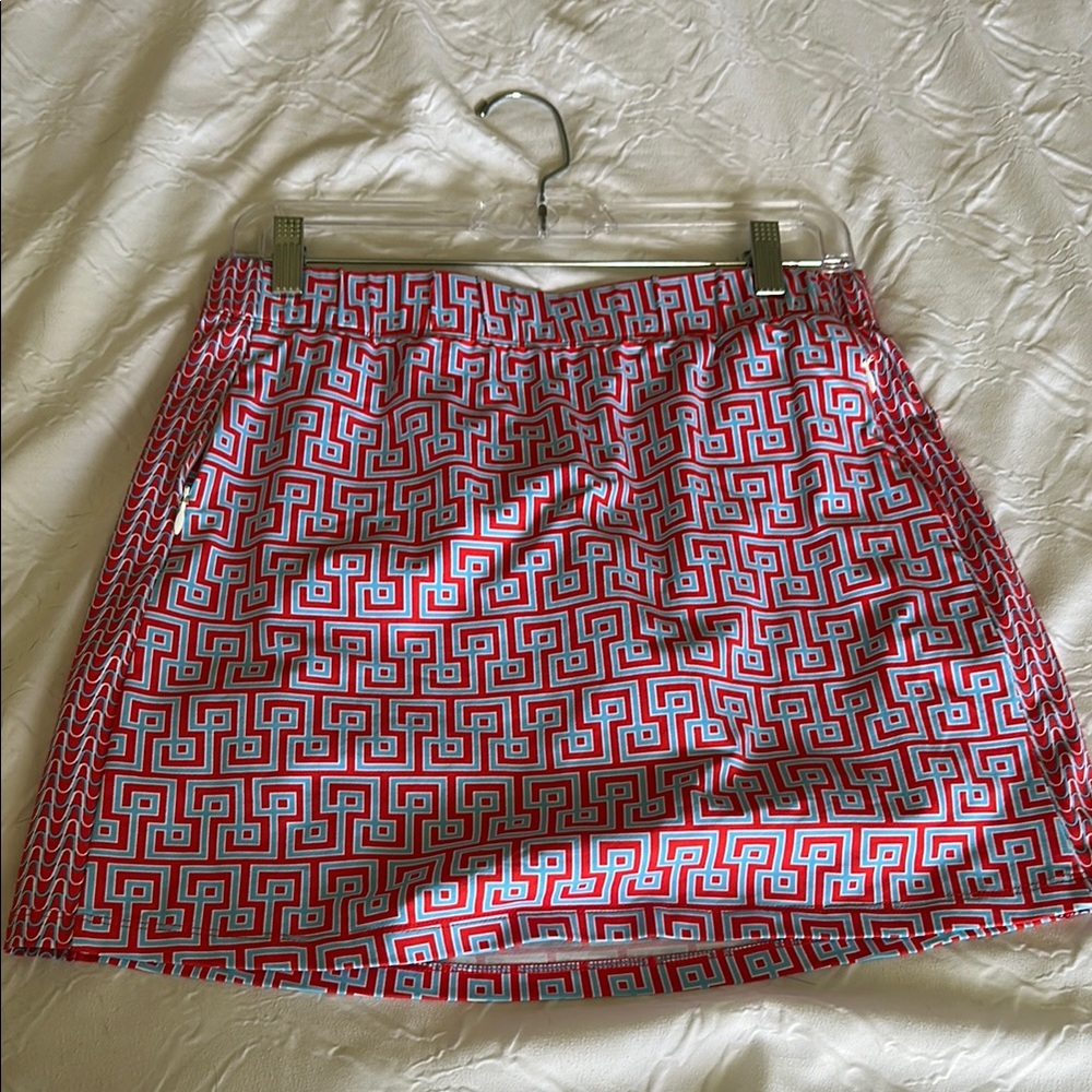 J. McLaughlin Red and White Skater Mini Skirt